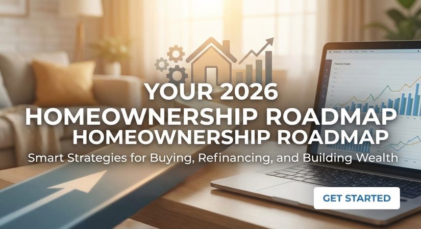 Houston mortgage advisor laptop showing 2026 homeownership roadmap with financial growth charts and home buying strategies by Peyton Mortgage Team